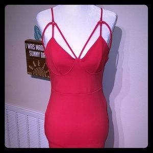 Sexy Cutout Coral Bodycon Midi Dress M NWOT